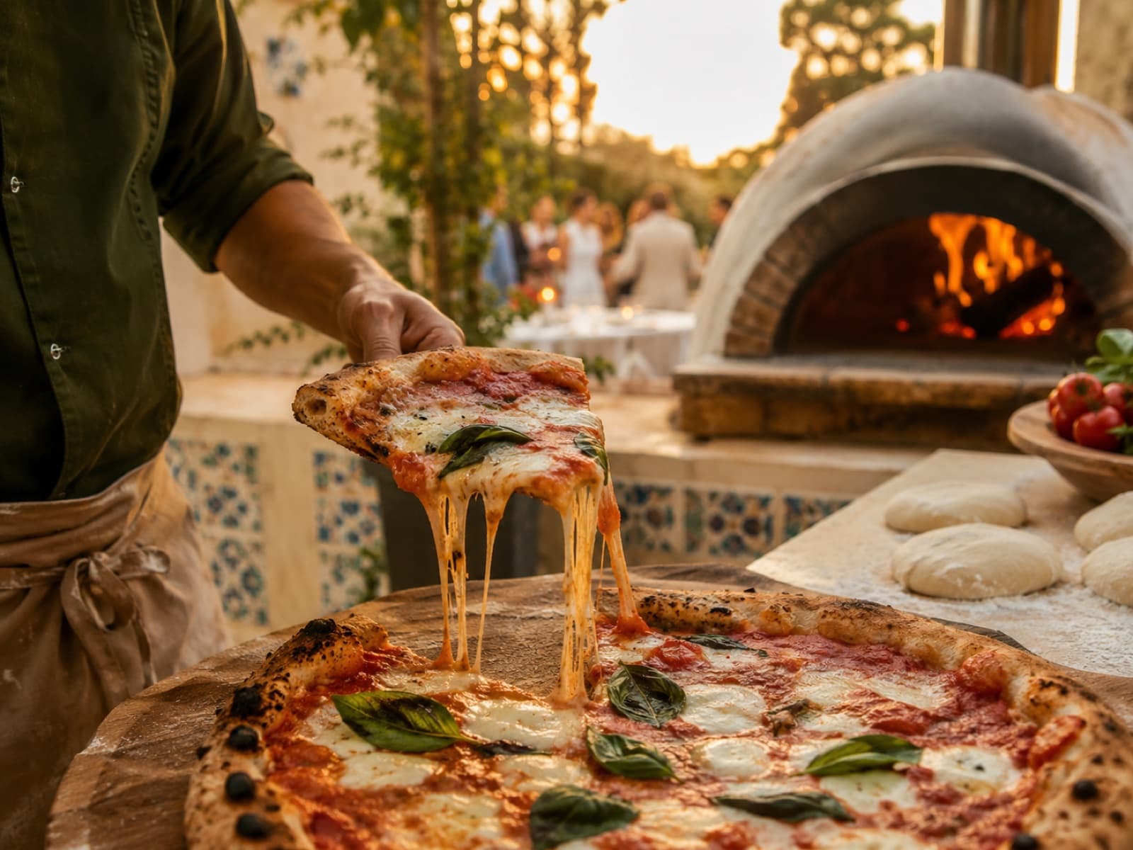 Stand de pizza artisanale cuite au feu de bois